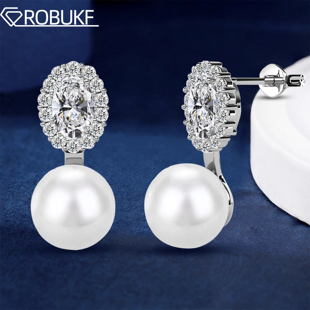

Full Moissanite Diamond Earrings For Women D Color Diamond S925 Sterling Silver Wedding Fine Jewelry New Austria Pearl Earring