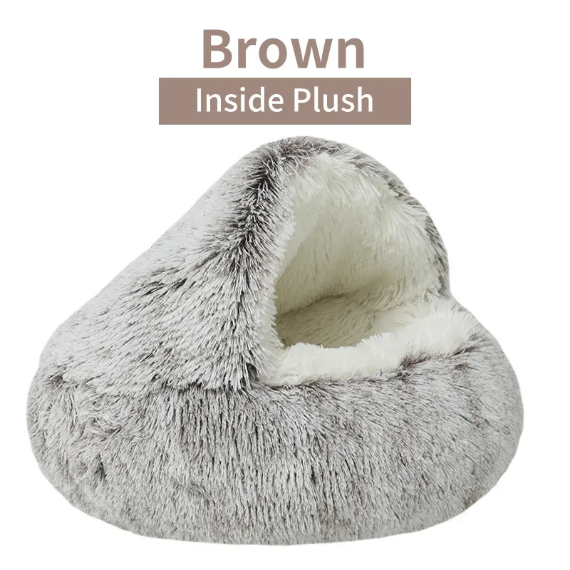 Cozy Plush Winter Cat Bed - 2-in-1 Warm Nest and Sleep Bag