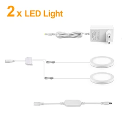 Smart LED Ceiling and Cabinet Light with Tuya App Control - Dimmable, Ultra - Thin, Voice - Activated - White (2Pcs LED Light)