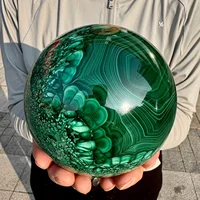 Natural Green Malachite Ball, Quartz Crystal Ore Ball, Mineral Reiki Healing, Wealth, Energy Crystal Ball 1
