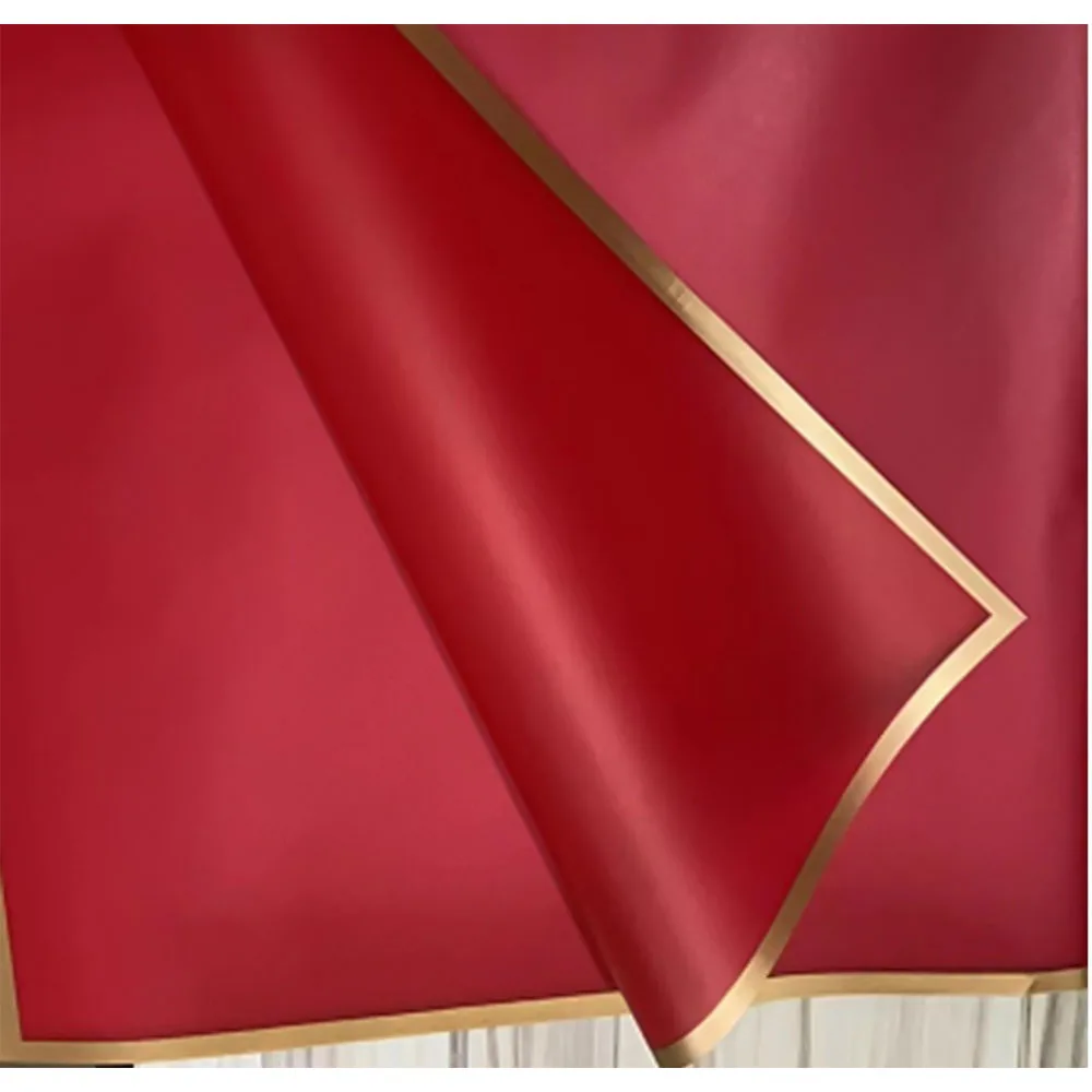 10 Sheets Flower Wrapping Paper with Golden Edges Waterproof Bouquet Packaging Ideal for DIY Weddings Birthdays Presents Package