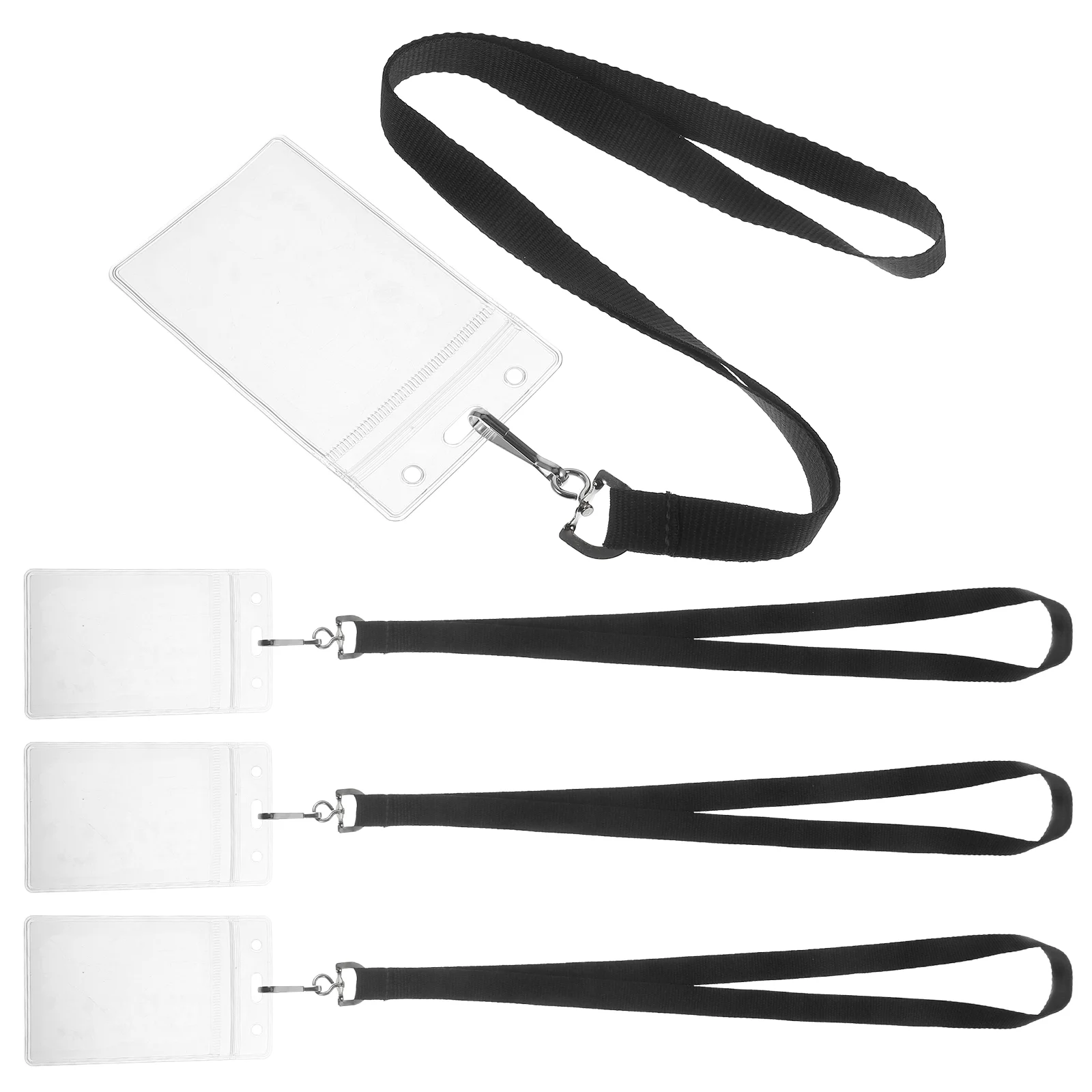 

4 Pcs ID Lanyards Badge Holder Name Lanyardss Clip Polyester with Card Tag Protective Sleeve Cards