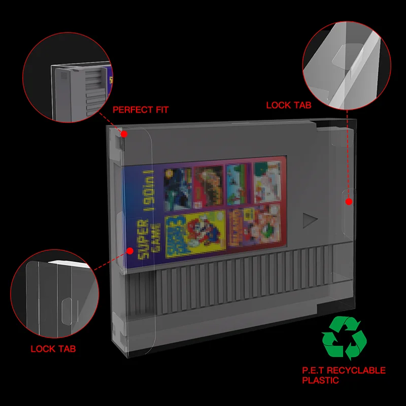 Game Cartucho Protector para Nes Cartões de Jogo Plástico Pet Transparente Clear Cover Box Case Acessórios - Image 2