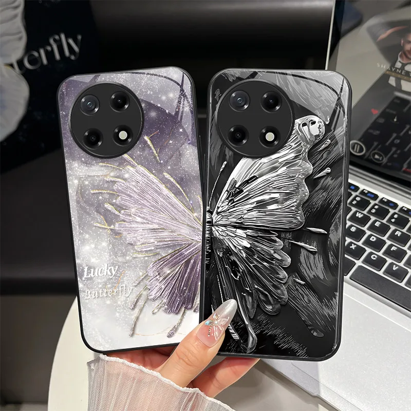 Butterfly Shockproof Tempered Glass Phone Case