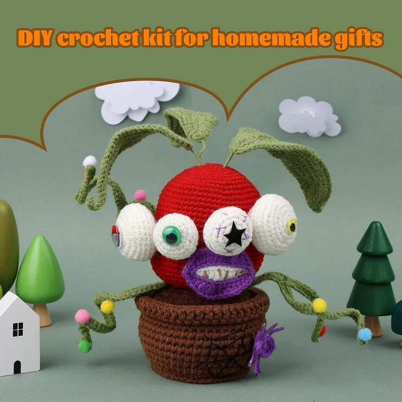 Halloween Crochet Kit for Beginners with Tutorials Knitting Kit Yarn Crochet Hooks for Adults Home Decoration DIY Craft Supplies