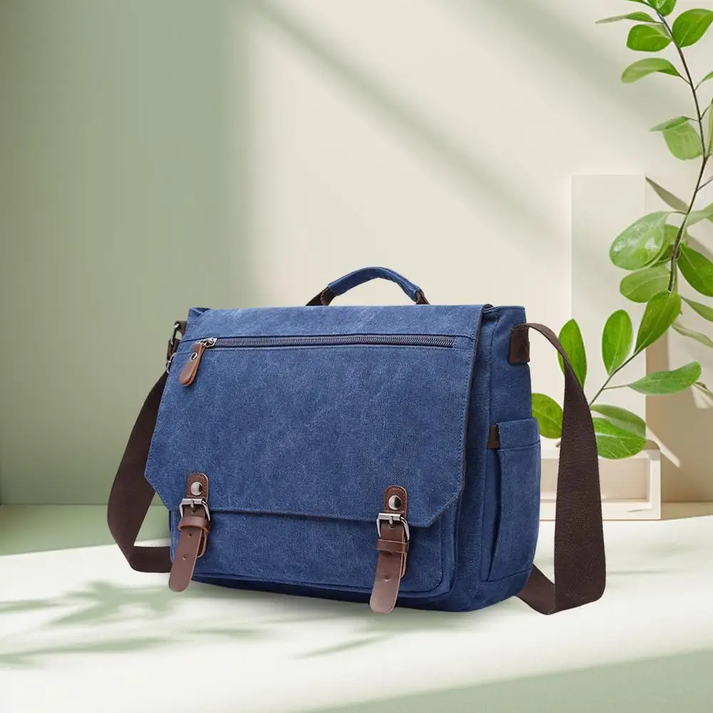 Waterproof Nylon Briefcase Waterproof Canvas Business Briefcase with Shoulder Strap Buckle Lock for Business for 15.6-inch