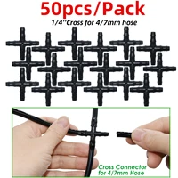 Sprycle 50pcs 4/7mm 3/5mm Tubing Hose  Joint Drip Irrigation KIT Barbed Tee Cross Eng Plug Adapter for Garden Water Connector 2
