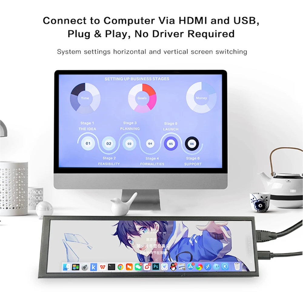 LESOEN 8.8 ġ  ġ ũ , ̴ HDMI LCD  ÷, ̽ , 1920x480 IPS , ̹ Ʈ ȣȯ