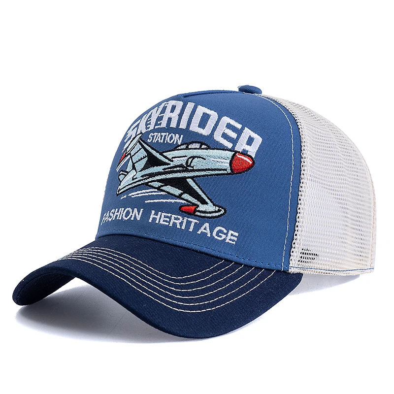 Hot Sale Cap Breathable Mesh Outdoor Baseball Cap Men Women SKY RIDER Embroidered Pattern Snapback Trucker Hat Cap