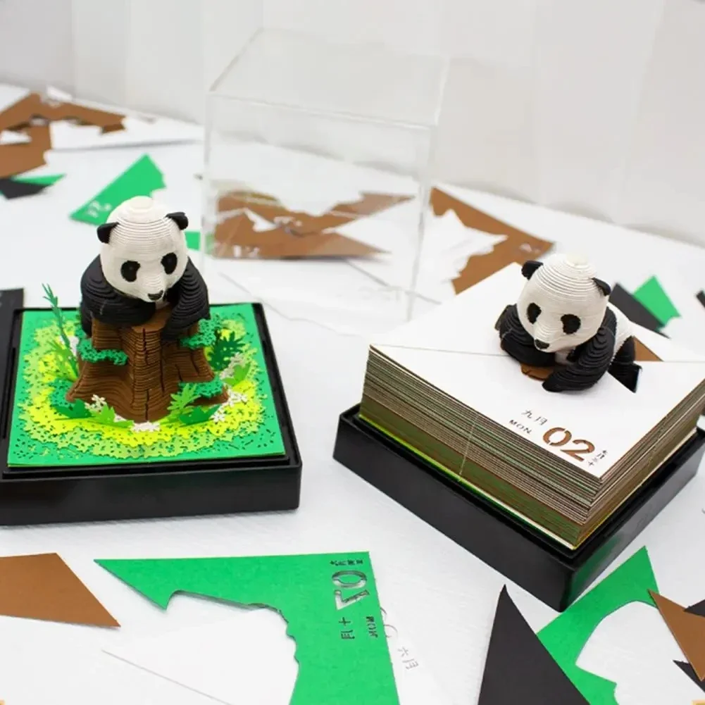 

3D Notepad Mini Panda Paper Model Calendar 2024 With Light Memo Pads Cute Note Paper Block Notes 3D Sticky Note Pad Kids Gifts