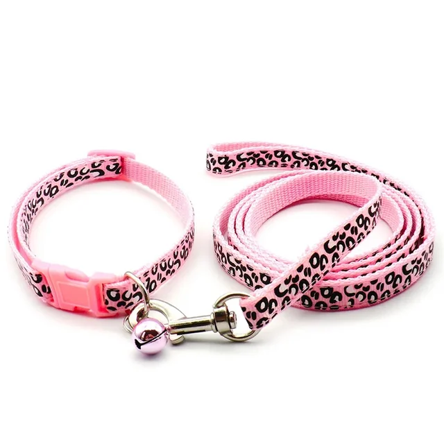 New Pet Leash and Collar Set Dog Chain with Cute Leopard Print Small Cat and Dogs Collar Out Walk Dog Leash Vest Pet Supplies 3