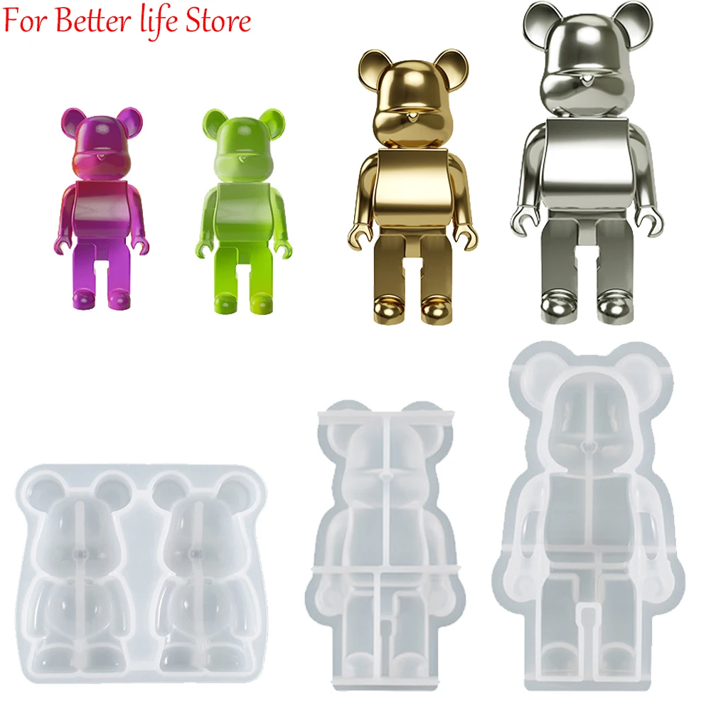 Cute Bear Candle Silicone Mold DIY Cartoon Bear UV Epoxy Resin Craft Jewlery Necklace Gypsum Candle molds for Making