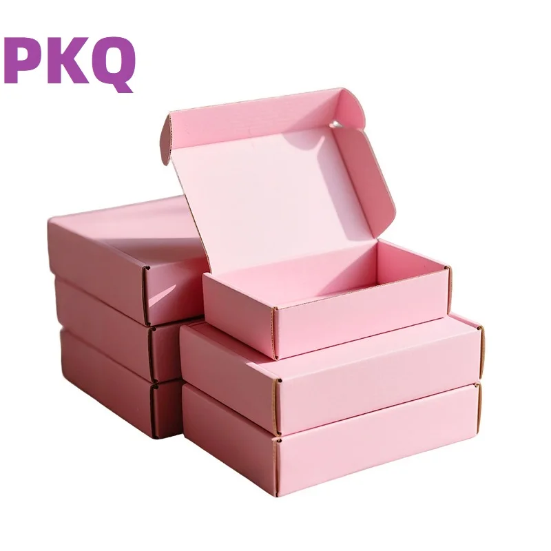 5pcs / 10pcs Pink Gift Box 3-Layer Corrugated Box Packaging Box Postal Cardboard Box