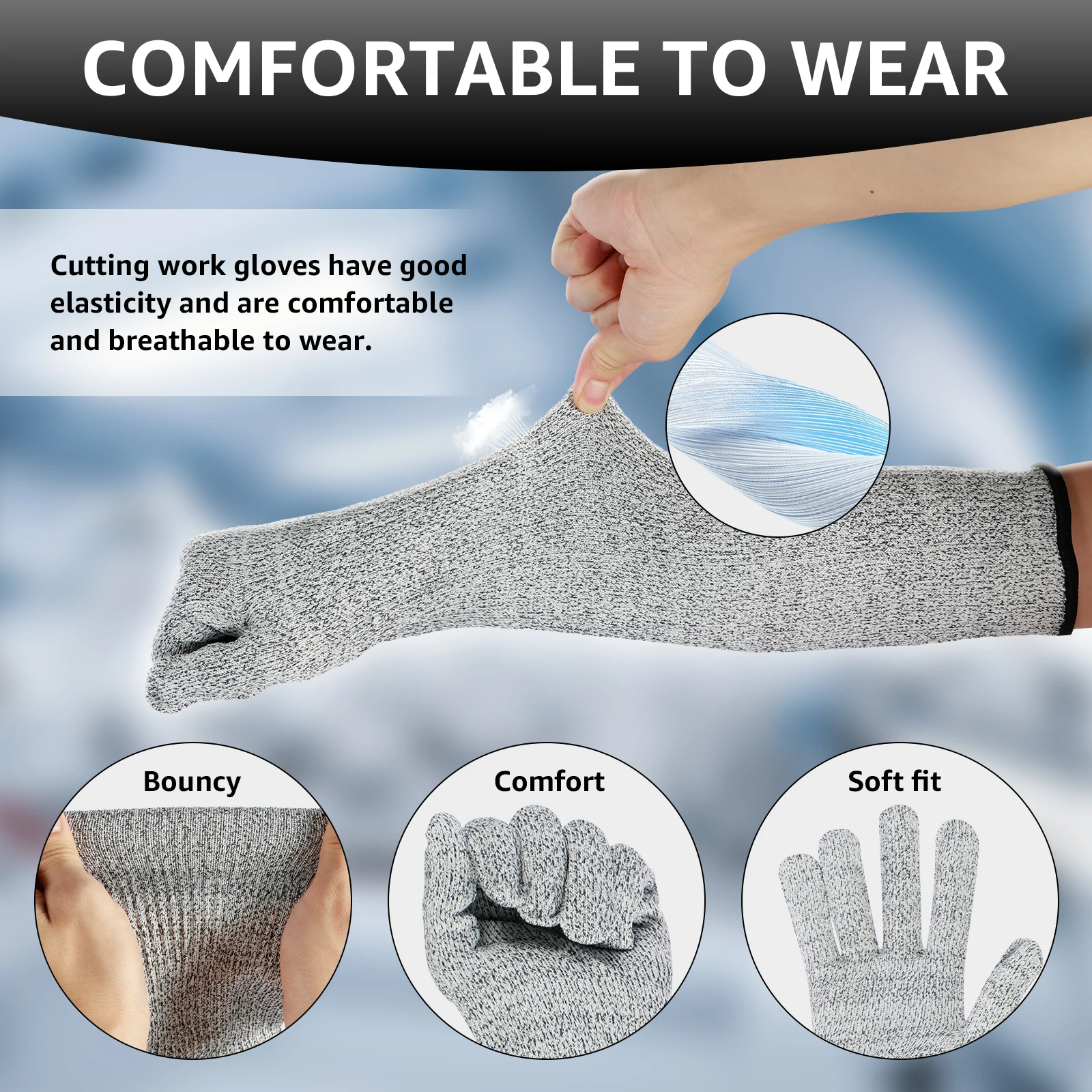 1 Pair Cut Resistant Sleeves Safety Anti-Puncture Full Finger Gloves Breathable Long Arm Cover Protector for Arm Work Protection 4