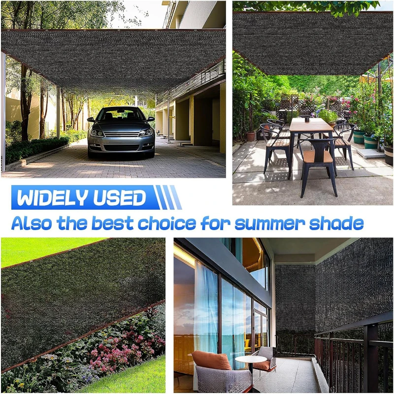 Black shade cloth sunscreen cover tape edges, with grommet, plant greenhouse garden terrace canopy, pool mesh cover (net only)