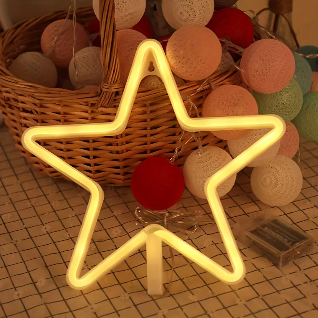 1 pièce, néon étoile du jour de l'indépendance, chambre à coucher, décoration de la maison, veilleuse, arrangement d'ambiance romantique, fête, anniversaire, cadeau de vacances, USB ou alimenté par batterie (batterie non incluse)
