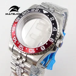 Matelion Professional Diving Watch Case with Jubilee Bracelet and Sapphire Glass - Fit NH35 NH34 NH36 (A glass-flat)