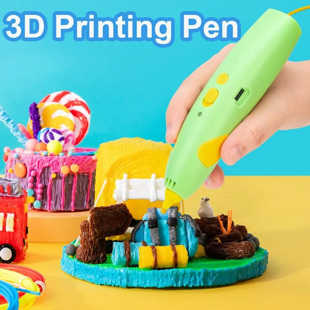 Creative DIY 3D Printing Pen With 6M 1.75mm PCL Filaments Low Print Temperature 3D Pens ABS USB Cable Drawing Pen Children