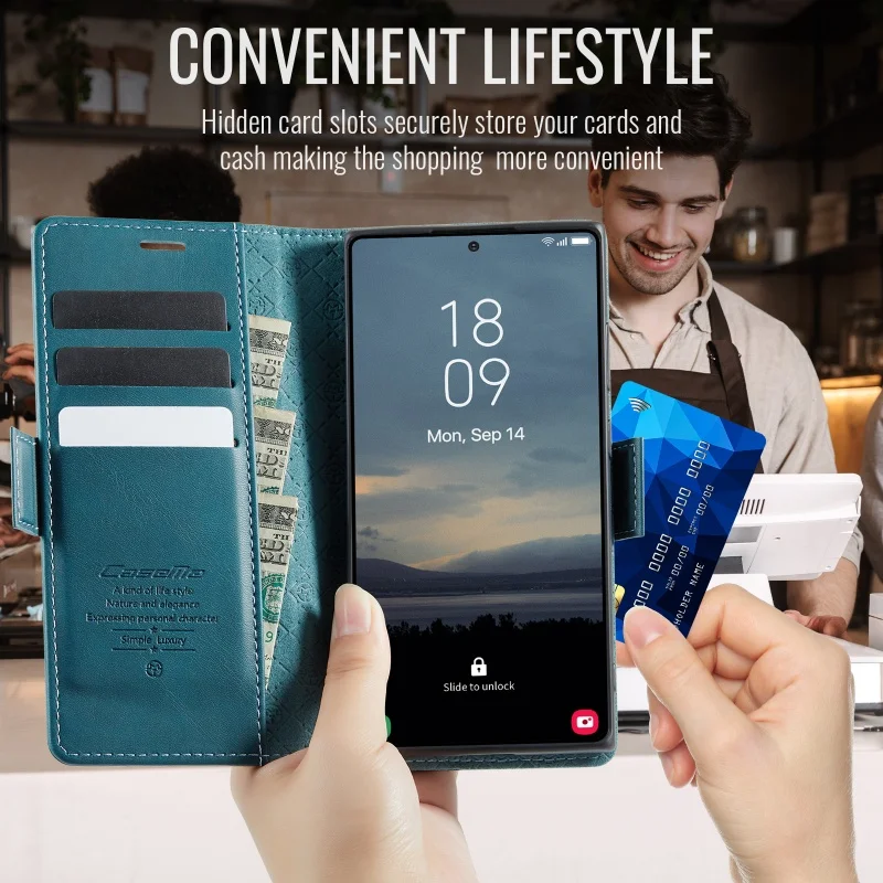 CaseMe Magnetic Leather Wallet Phone Case with Card Holder