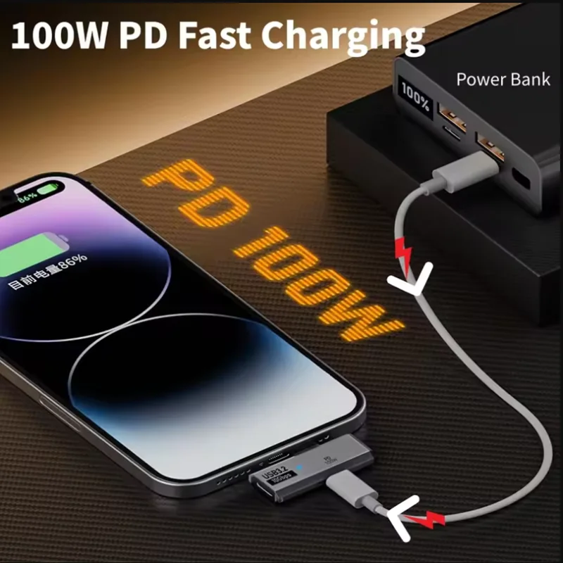 รูปสินค้า อะแดปเตอร์ OTG 2 in 1 ชาร์จเร็ว 100W PD สำหรับมือถือและแท็บเล็ต