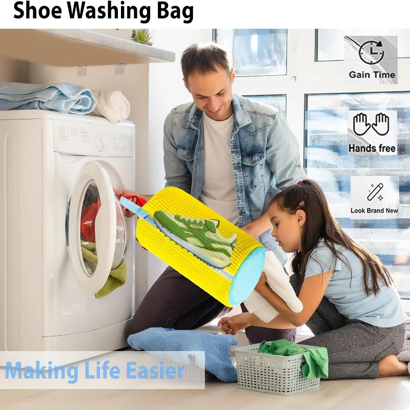2/3PCS Shoe Washing Machine Bag with Liquid Shoe Brush Set Durable Laundry Shoe Bag and Soft Bristle Clean Brush for All Shoes 4