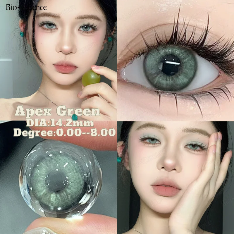 

Bio-essence 1Pair Natural Green Color Contacts Lense with Diopter Yearly Korean Big Eyes Beautiful Pupils for Eyes Fast Shipping