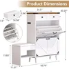 Shoe Cabinet with Bench, Deodorizing Shoe Storage Cabinet with 2 Flip Drawers and 2 Sliding Drawers, Free Standing Narrow Farmho 3