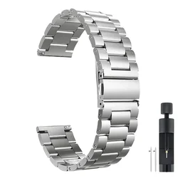 Stainless Steel Adjustable Watch Strap - Available in 18mm, 20mm, and 22mm Sizes - 20mm width band (Silver - Tool)