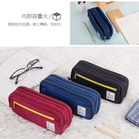 Japanese Simple 2-Layer Pencil Case Multi-functional Large Capacity Mesh Layer Boy Pen Bag Stationery Organizer School Supplies 6