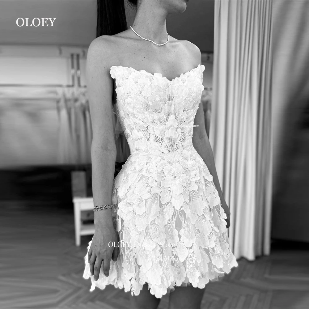 OLOEY Sweetheart Full Lace Short Wedding Dresses Customised Corset Bridal Gowns Robe de mariage Corset Back Vestidos de noiva