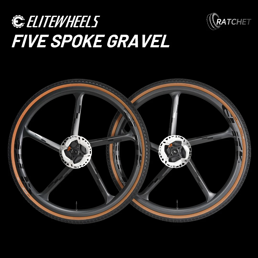 

ELITEWHEELS Road Disc Gravel Five Spoke Carbon Wheelset Trail Cross Country Ratchet System Center Lock Hub 700c Hookless 36x28mm