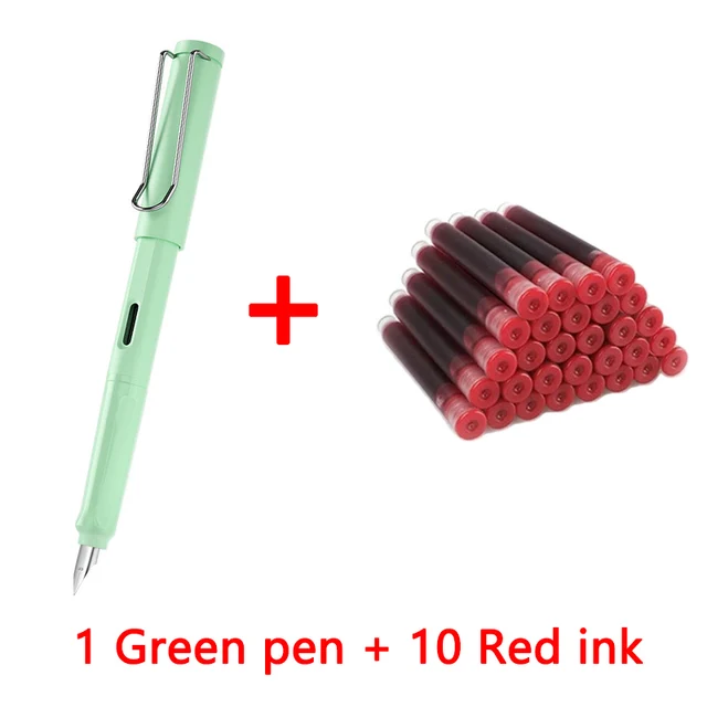 1 pen+10 ink Kawaii Fountain pen calligraphy Multi-function pen 0.38mm EF Nib school supplies stationery pens 15