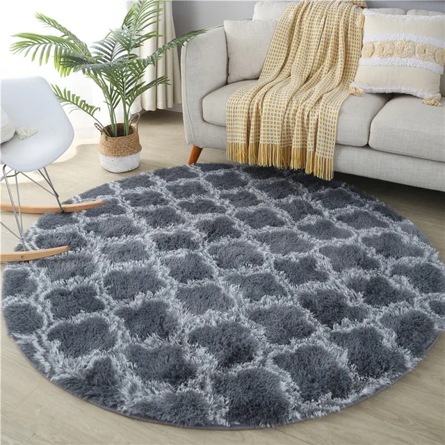 1pc Circle Round Shaggy Rug Tie Dye Soft Living Room Bedroom Carpet Floor Mat 1