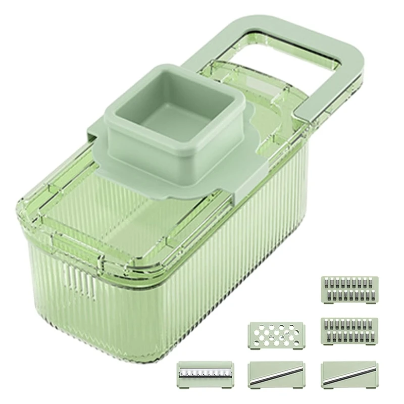

Vegetable Chopper, Shredders With Clear Container, Multifunctional Manual Food Grater, Detachable Kitchen Slicing Tool