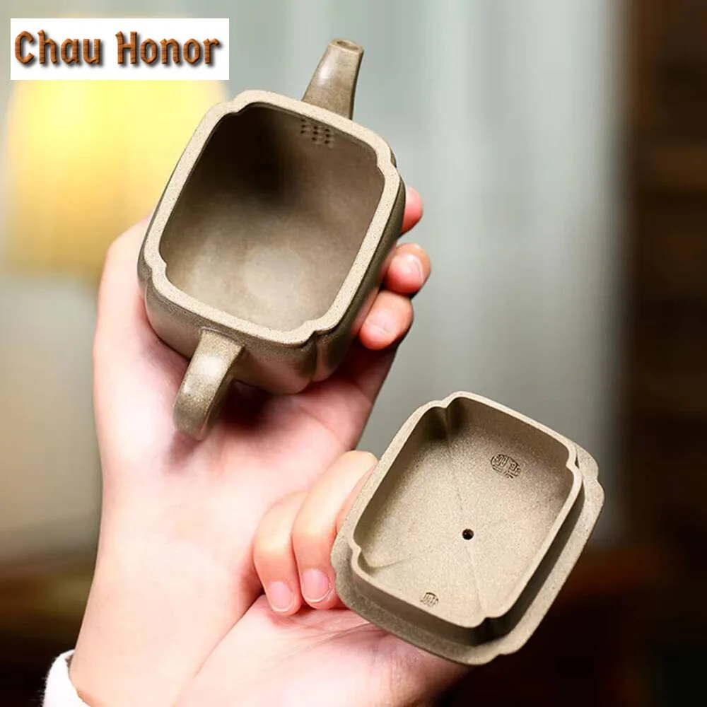 170ml Yixing Handmade Purple Clay Teapot Famous Square Tea Pot Raw Ore Graphite Duan Mud Beauty Kettle Chinese Zisha Tea Set