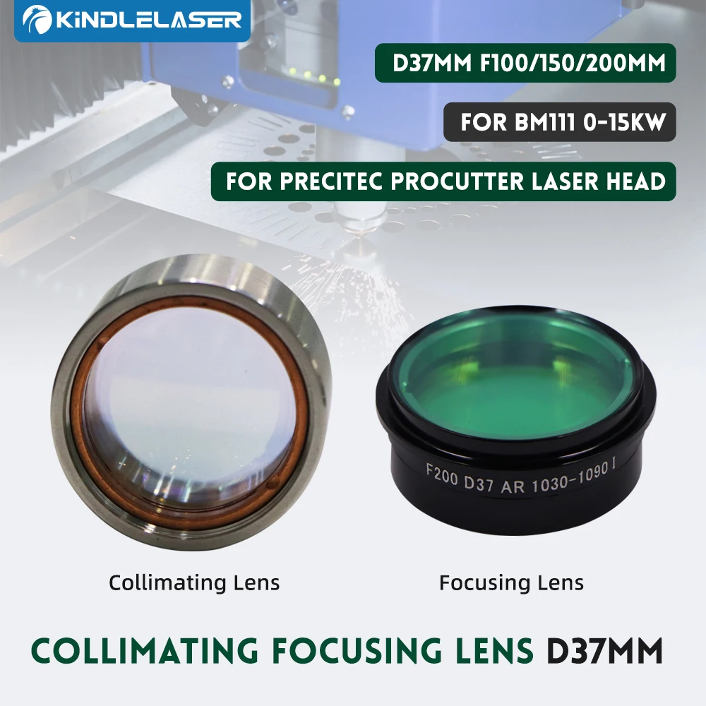 

Kindlelaser Fiber Laser Collimating Focusing Lens D37mm F150/200mm with Lens Holder for Precitec Fiber Laser Cutting Head Lens