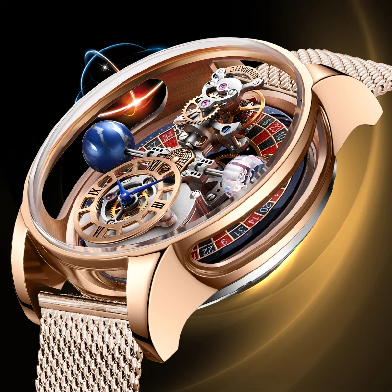 Montre Homme Pindu Watch Jacob & Co Celestial Fixed Roulette Orologio Al Quarzo Orologio Da Uomo In Pelle Da Uomo D'Affari Tempo Regolabile P6570