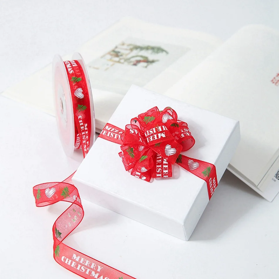 5M 10mm 15mm 25mm Christmas Satin Ribbons Crafts DIY Tape Wedding Gift Bows Natural Organza Ribbon Sewing Clothing Decoration satin ribbons ribbon decoration ribbon supplies satin ribbon sewing ribbon christmas ribbon organza ribbon