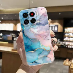 Custodia per telefono in silicone trasparente morbido di lusso con design a stampa floreale in marmo