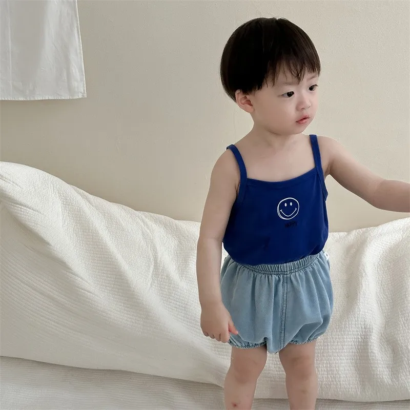 Baby Summer Sleeveless T Shirts Infant Girl Fashion Letter Print Sling Vest Toddler Boy Cotton T Shirt Kids Tee Tops kids t shirts