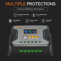 Contrôleur de charge solaire PWM PowMr 30A 60A 80A compatible avec les batteries 12V 24V 36V 48V, écran LED, USB 5V 2A max, PV 100V, fonctionnement silencieux 5