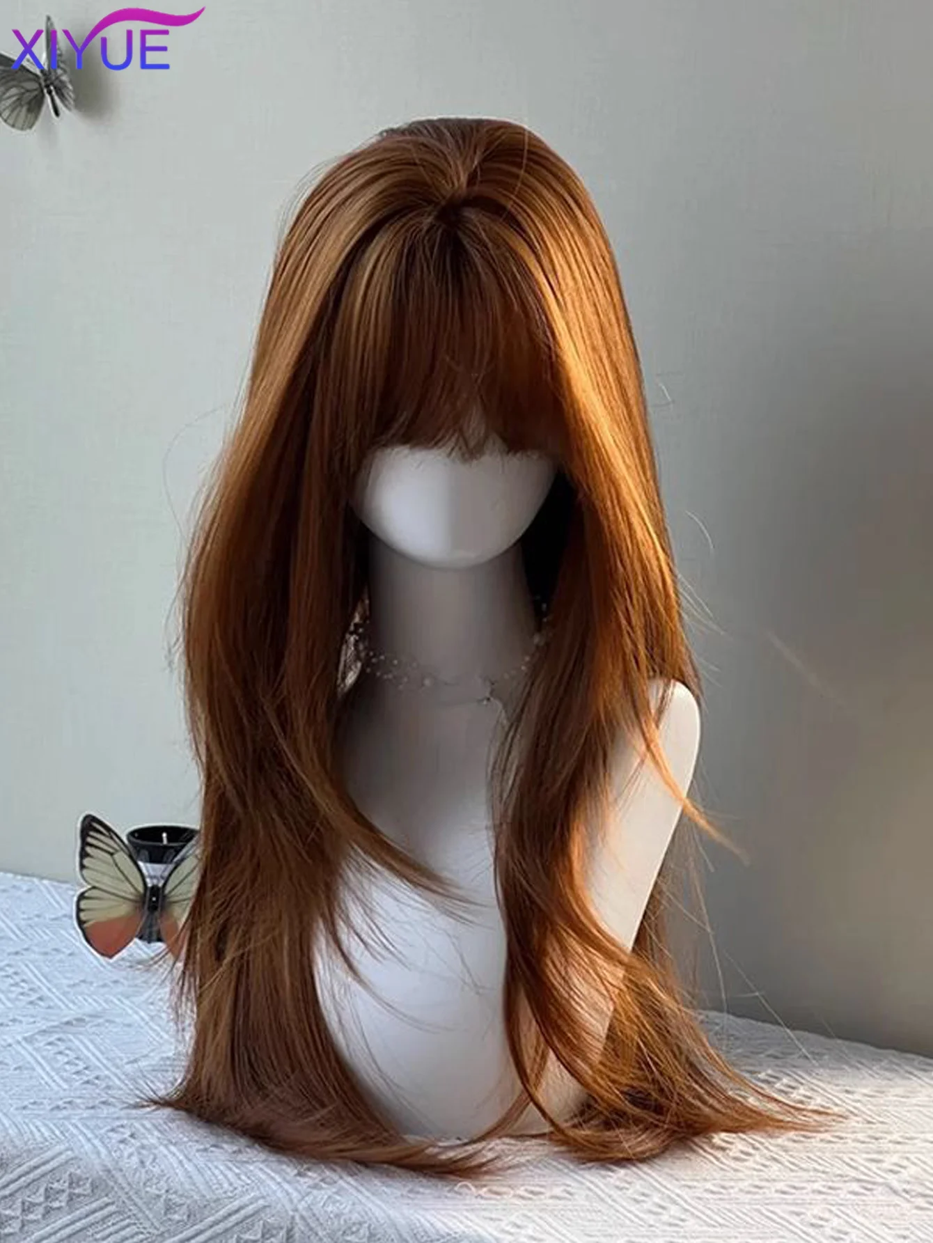 Synthetic Wigs Fluffy Natural Long Curly Hair Headband Style Wig Cosplay Daily Use 30inch Pumpkin Color Halloween Wigs