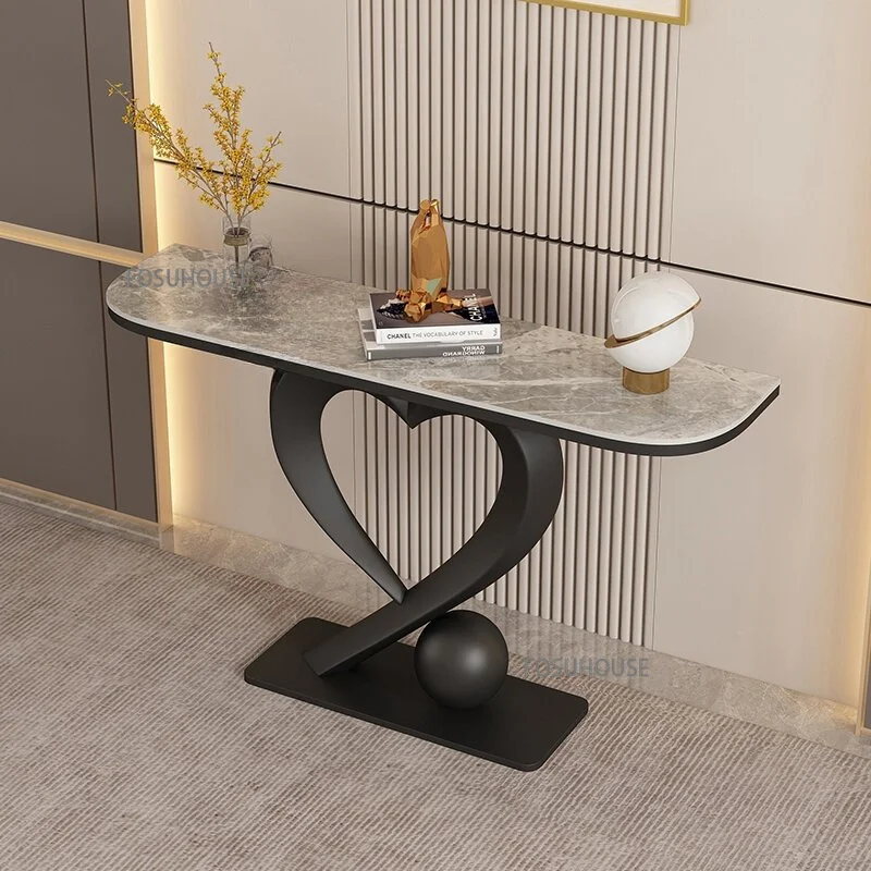 Nordic Creative Iron Hallway Table Light Luxury Slate Console Tables ...