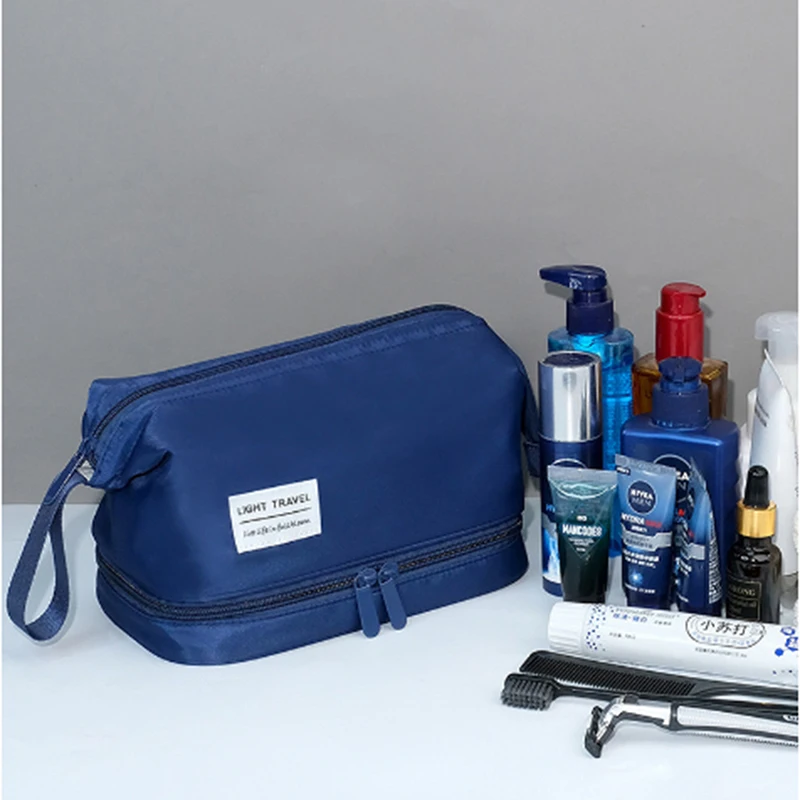 

Waterproof Travel Cosmetic Double Layer Storage Bag Portable Makeup Bag Large Capacity Pouch Makeup Organizer Toiletry Storage