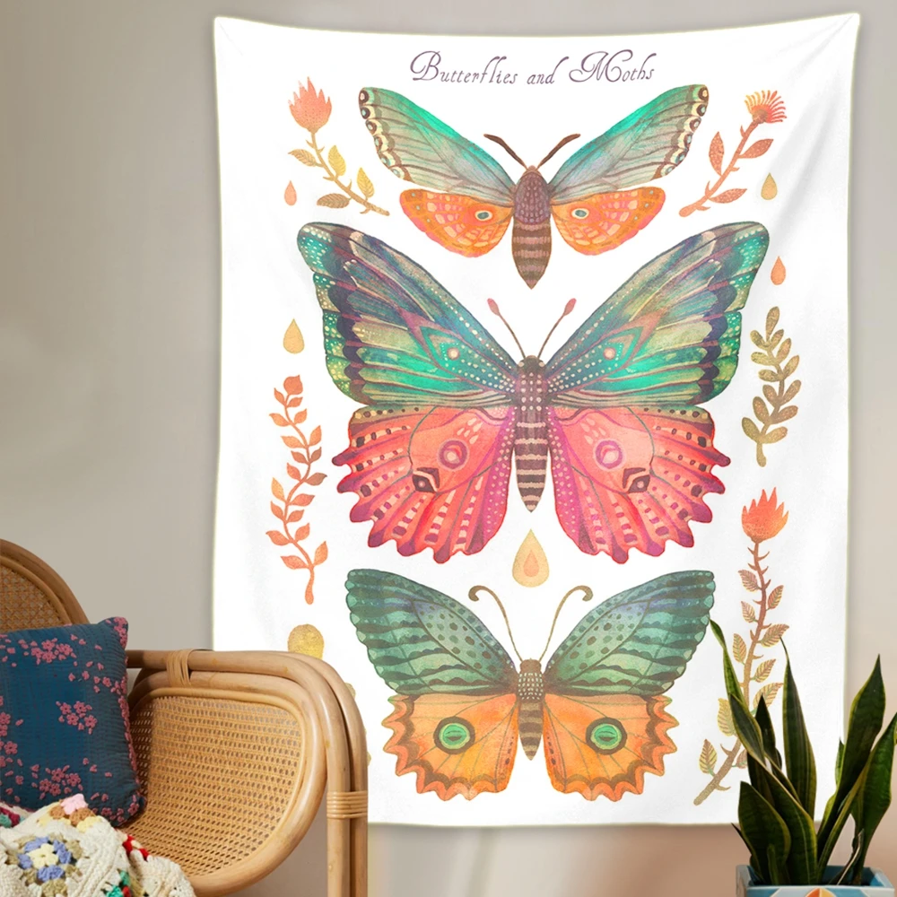 

Psychedelic Butterfly Tapestry Mushroom Botanical Tapestries Aesthetic Floral Tapestry Boho Tapestry Wall Hanging for Room