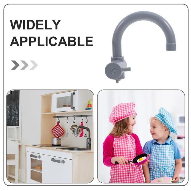 ของเล่นก๊อกน้ำ 2 ชิ้น ชุดของเล่นบทบาทสมมติสำหรับเด็ก อุปกรณ์เสริมของเล่นก๊อกน้ำในครัว ของเล่นเด็กเล่นสมมติ 3