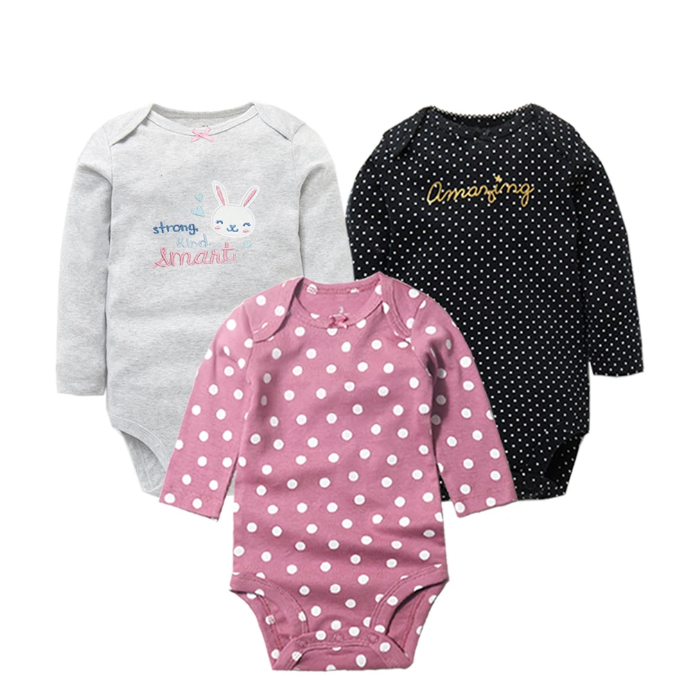 Baby Bodysuit 3/6 PCS Baby Boys Girls Long Sleeve Stripe 100% Cotton 0-24 Month Newborn Jumpsuit Clothing