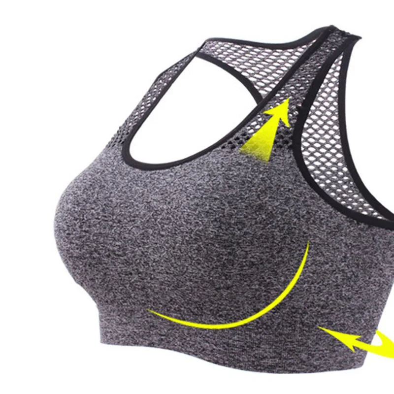 Sports Bra Women Yoga Running Workout Mesh Breathable Medium Supports  Fitness Activity Bras Quick-Dry Compression Women Bras