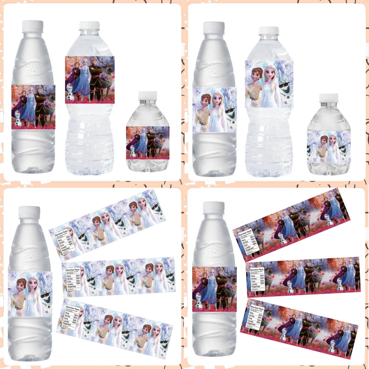 

Frozen Water Bottle Labels Birthday Decorations Elsa Juice Cup Waterproof Labels DIY Stickers Kids Girls Gifts Party Supplies