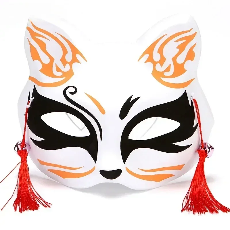 Anime Fox Mask Japanese Cosplay Half Face Mask Masquerade Kabuki Fox Mask Holiday Party Decoration Demon Cosplay Props